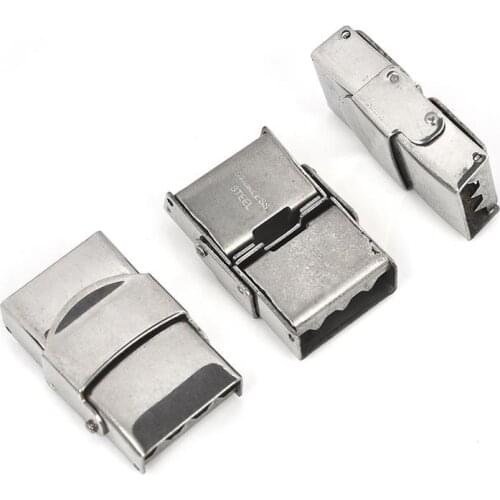 5pcs/Pack Stainless Steel Clasp Crimp Jaw Hook Watch Band Buckle For Leather Bracelet Making Connectors DIY Jewelry Findings