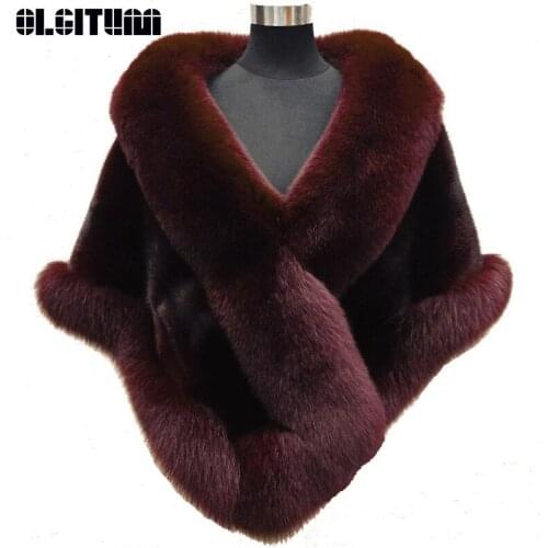 Women 2020 Winter Fashion Fake Fur Korean Cape Shawl for Winter Keep Warm Windproof Cloak Fur Thick Shawl Fox Fur Outwear