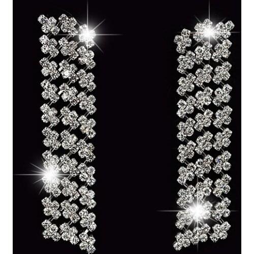 YFJEWE Accessories Drop Earrings Luxury Crystal Fashion Jewelry Wedding Silver Color Long Earrings For Women and girl #E309