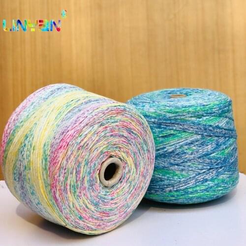 1 peces *500g 100% Cotton color braided Hollow yarn overlength Spray dyeing pure cotton rainbow Gloomy Doll hat line t3