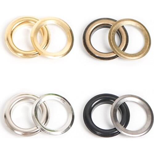 10 Sets/ Lot) Metal Eyelets 20mm (Inside) Gold, Bronze, Silver, Gun Black Grommet Eyelet Rings for DIY Bags Leather Craft