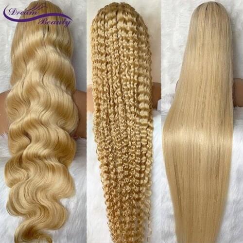 #613 Blonde Wigs 180% Density Silky Straight Brazilian Remy Human Hair 13x6 Lace Front Human Hair Wig