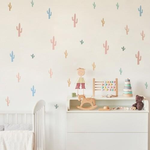 36pcs Ins Style Cactus Creative Print Wall Sticker for Kids Living Room Decorations Bedroom Art Stickers Diy Mural Wall Decals