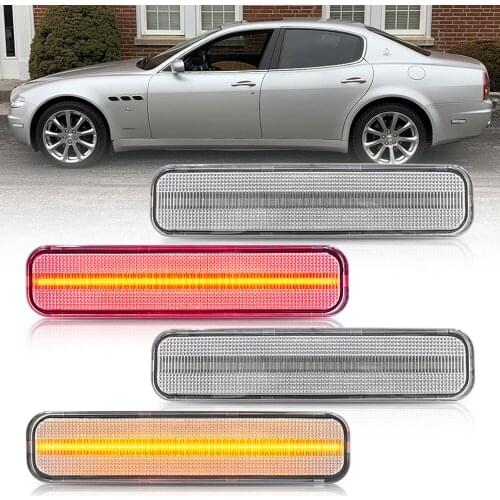 4Pcs For Maserati Quattroporte 2004-2009 Bumper LED Side Marker Light Kit Clear Amber(Front)&Red(Rear) light lamp