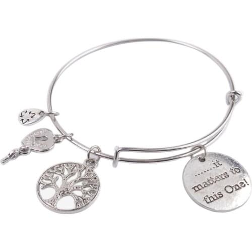 5PCS Expandable Wire Bangle round It Matters to this One Charm Bracelet #92074