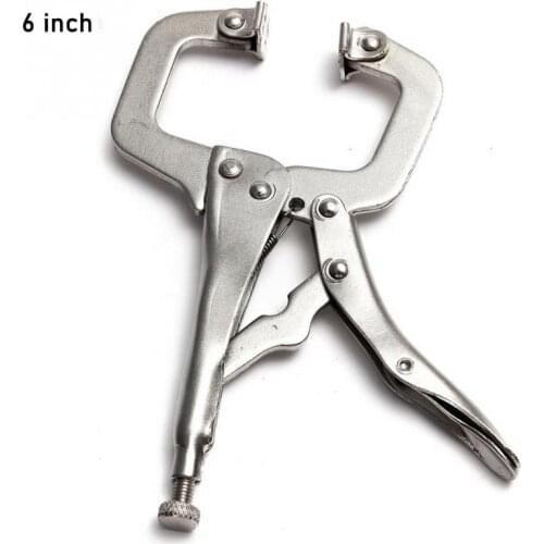 6" C Clamp weld Clip Woodwork Tenon Locator Grip Vise Lock Jaw Swivel Pad Wood Fix Plier Pincer Tong Work Alloy Steel Hand tool