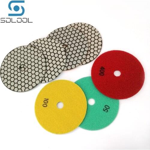 7 Pieces/Set of 5 Inch Dry Polishing Pad Diamond Polishing Pad for Granite, Marble and Stone Polishing