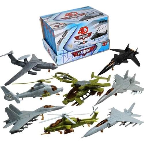 8PCS/Set Plastic Assembled Airplane 1:165 Scale SU-33 SU-47 Helicopter Military Fighter Sand Table Toy 2nd Generation