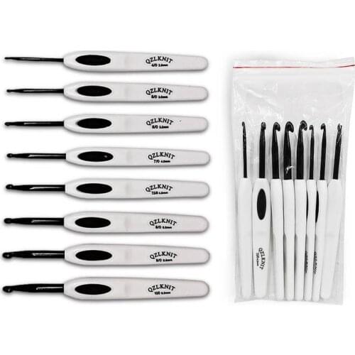 8pcs Plastic Handle Alumina Crochet Hooks Knitting Needles Set Sewing Crochet for Weave Sewing Needles Handmade Tool