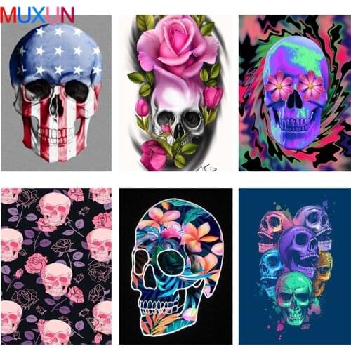 Full Round Drill 5D Diamond Painting Flowers New 3D Diamond Embroidery Skull Diamond Mosaic Home Decor Diamond Art Gifts Lx238
