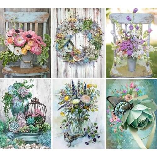 5D DIY Diamond Painting Full Bouquet Landscape Flower Diamond Mosaic Stitch Interior Paintings Art Picture Handicraft Home Decor