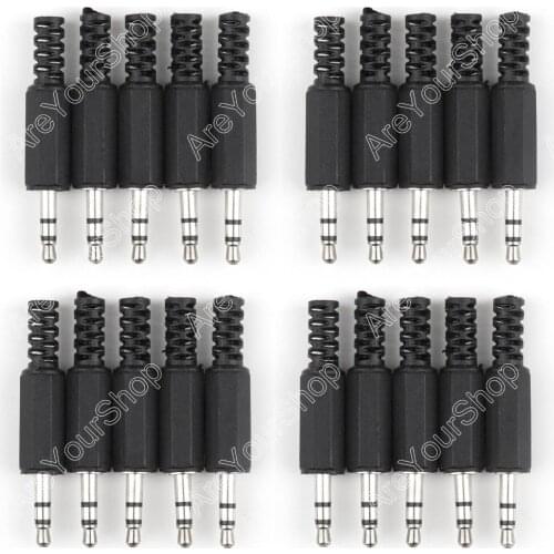 Areyourshop Hot Sale 20 Pcs 3.5mm Stereo Male Plug Jack Audio Adaptor Connectors Plastic Solder