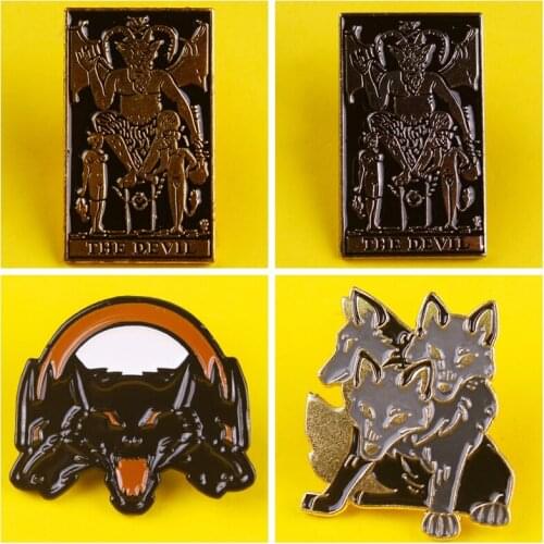 Baphomet Enamel Pin Cerberus Brooch Pin Brooch Pins Badges Men Lapel pin Mythological creature Creative Gift Clothes bag Decor
