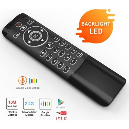 MT1 Backlit Gyro Wireless Fly Air Mouse 2.4G Smart Voice Remote Control for X96 mini H96 MAX X2 CUBE Android TV Box
