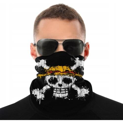One Piece Skull Magic Scarf Half Face Mask Unisex Halloween Tube Mask Tubular Bandanas Polyester Headband Cycling Hiking