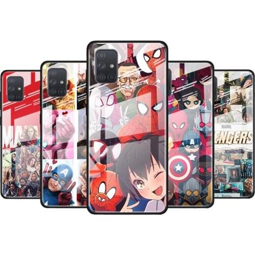 Marvel Hero Spider-Man for Samsung Galaxy S21 Ultra A71 A51 4G 5G A91 A81 A41 A31 A21 A11 A01 Tempered Glass Phone Case
