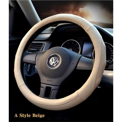 Top Layer Leather Universal Car Steering-wheel Cover DERMAY Leather 37CM-38CM Car-styling Sport Auto steering wheel cover Lada