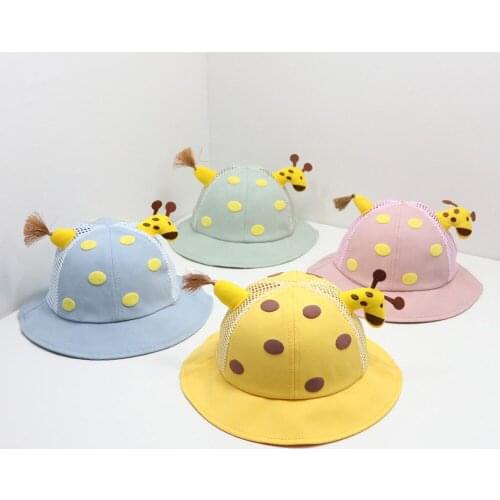 Kids Summer Bucket Hat Wide Brim Beach UV Protection Fisherman Cap Cute Giraffe Sun Hat Thin Korean Baby Basin Hat Boys Girls