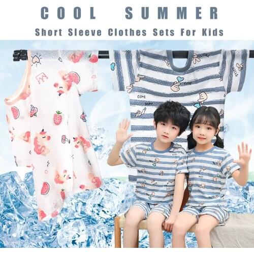 Kids Clothes Children Pajamas Summer T Shirt Shorts 2pcs Pyjamas Pijamas Set For Boys Girls Dinosaur Car Unicorn Child Sleepwear