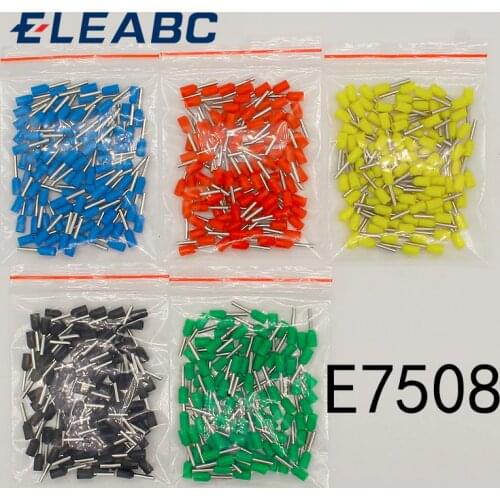 E7508 100PCS/Pack Tube insulating Insulated terminals 0.75MM2 Cable Wire Connector Insulating Crimp Terminal Connector E