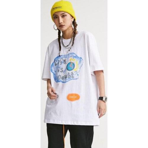 2021 Men Women Oversized T Shirt Street Wear T Shirt Hip Hop Fun Graffiti Print Versatile Short Sleeve T-shirt Camiseta Hombre