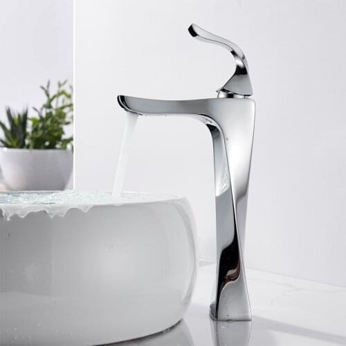 Countertop Chrome Basin Mixer Tap Brass Decorate Bathroom Mixer Tap Deck Mounted Basin Vessel Sink Crane Tap Black Faucet