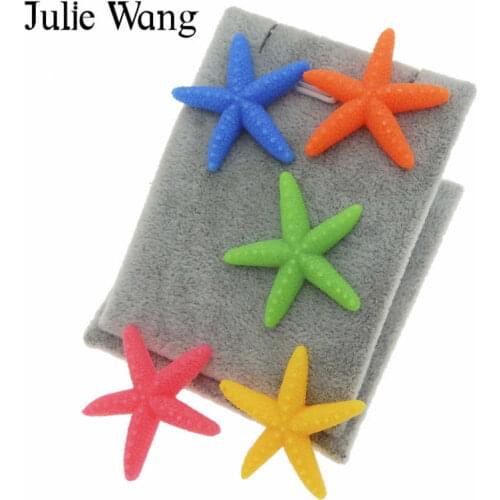 Julie Wang 18PCS Resin Sea Starfish Flatback Cabochons Miniature Garden Aquarium Ornaments Jewelry Making Decoration 31x29mm