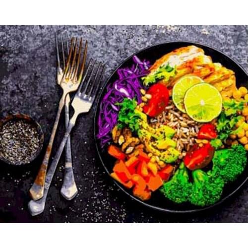 Gatyztory Frame DIY Painting By Numbers Handpainted Food Oil Painting Canvas Colouring Artwork Wall Decor 60x75cm