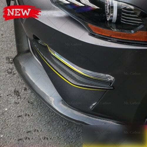 FOR MUSTANG 2015+ CARBON FIBER FRONT FOG CANARD TRIM BODY KIT TUNING PART FOR MUSTANG CARBON FRONT BUMPER SPLITTER RACING