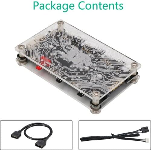 Version 2 in 1 6-ways 12V ARGB and 12V PWM DC Fan Hub with Acrylic Case and Magnetic Standoff for ASUS/MSI 12V 4Pin LED Controll