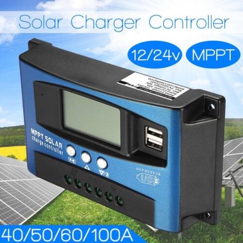 MPPT 30/40/50/60/100A Solar Charge Controller Dual USB LCD Display 12V 24V Auto Solar Cell Panel Charger Regulator with Load