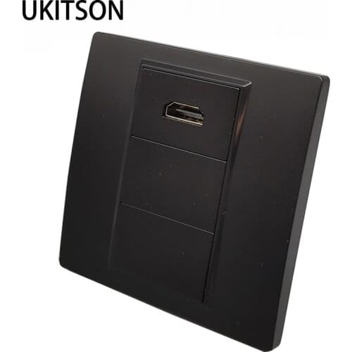 L Shape 90 Degree HDMI Faceplate Curved HDMI-Compatible Outlet Bend HDMI2.0 Socket Wall Panel 86x86mm In Black