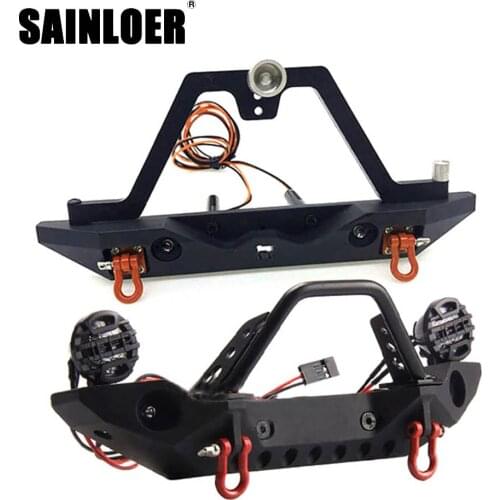 SAINLOER Metal Front Rear Bumper with LED Light Set for 1/10 RC Crawler Axial SCX10 & SCX10 III Traxxas TRX4 Redcat Gen8