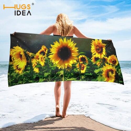HUGSIDEA Trendy Night Sunflowers Printed Bath Towel for Children toalla playa Kid Women Beach Towel Quick-dry Bathroom Towels