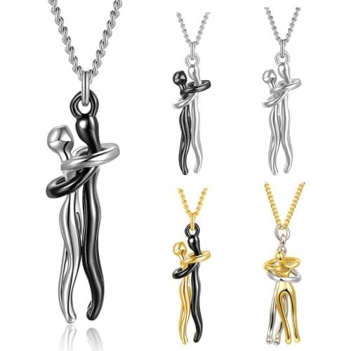 Fashion Hugging Couple Necklace Romantic Black White Yin Yang Pendant Necklaces For Women Men Jewelry Love Gifts