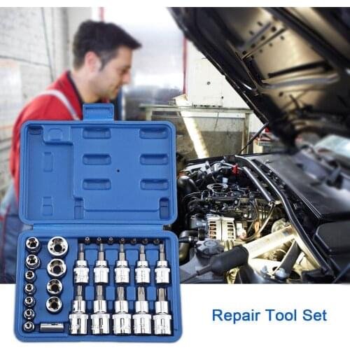 29Pcs Star Socket Tool Set Hard Steel Mechanical Repair Tool Set Universal Socket Adapter Bit Adapter Repairing Tools