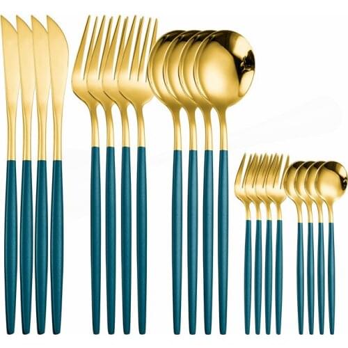 Cutlery Set Stainless Steel Tableware Set Kitchen 20Pcs Fork Spoon Knife Dinner Set Utensils Reusable Dinnerware Flatware Luxury