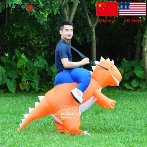 JYZCOS T-Rex Inflatable Dinosaur Costume Halloween Costumes for Kids Adults Cosplay Party Fancy Costume Purim Carnival Costumes