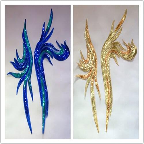 New Sequin Embroidery Large Cloth Stickers Decorative Flowers Fashion Wedding Dress Fashion Fabric