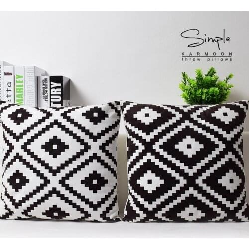 Simple fashion Black White Plaid pillow Geometric Pillow Cushion Linen Pillowcase Home decorative Pillows