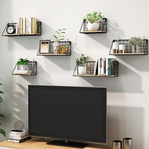 Hanging Wooden&Iron For Bedroom Living Room Organizer Metal Wire Display Shelfs Nordic Style Holder Stylish Bathroom Rack