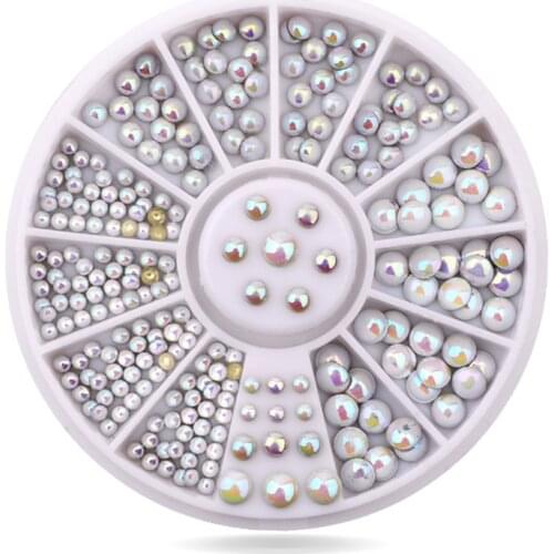 Hot Mix Sizes Round Nail Studs Tips Wheel 3d Nail Art Supplies DIY Nail Decorations