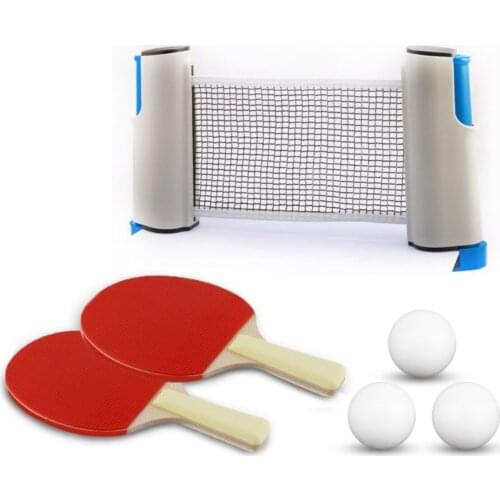 Portable Table Tennis Net Rollnet Table Tennis Racket Ball Set
