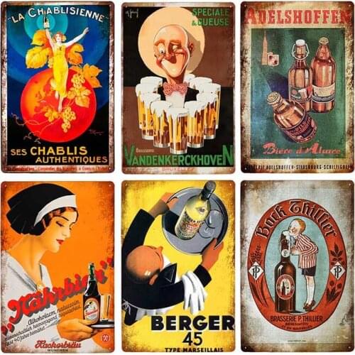 Shabby Chic Beer Vintage Metal Signs Poster Decoration Plaques Cafe Bar Accessories Iron Painting Art Home Decor 20x30CM
