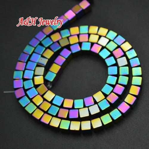 Rainbow Color Plated Cubic Beads 4x4mm DiY Jewelry Making Materilas 10pc/lot
