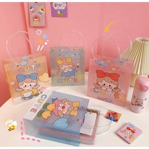 Ins Style Tote Bag Cartoon Handbag PVC Portable Shopping Bags Waterproof Packaging Pouch Reused Gifts Storage Bags