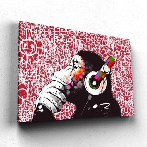 Street Graffiti Monkey Gorilla Chimp DJ Art Posters and Prints Canvas Wall Art Animals Canvas Picture for Living Room Home Decor