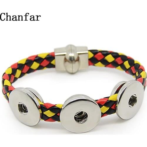 Chanfar Handmade Colorful Snap Button Leather Bracelet With Magnetic Clasp Bracelet Women Men Jewelry