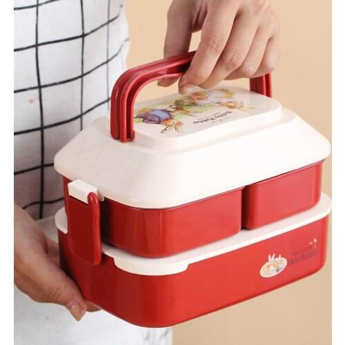 1.5L Lunch Box Double Layer Bento Box For School Kids Office Worker Microwae Heating Lunch Container Food Storage Box
