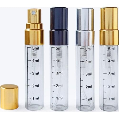10pcs Refillable Perfume Bottle Glass Empty Spray Bottle Marked 10ml Aluminium Bottle Atomizer Perfume Travel Cosmetic Container
